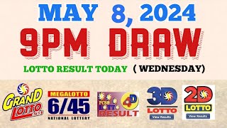 Lotto Result Today 9pm draw May 8, 2024 6/55 6/45 4D Swertres Ez2 PCSO#lotto screenshot 1