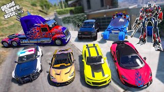 GTA 5 - Stealing TRANSFORMERS Movie Vehicles with Franklin! (Real Life Cars #166)
