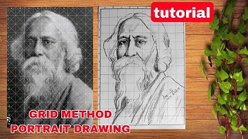 LEARN HOW TO DRAW USING THE GRID EASY / Rabindranath Tagore drawing, Tutorial,Step by Step