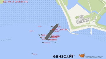 Genscape Vesseltracker tracks the CSCL Jupiter running aground near Antwerp, August 14, 2017