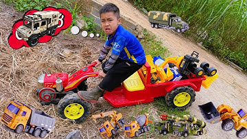 Em tu bi máy xúc cứu ô tô rơi xuống vực, cần cẩu móc xe tải cùng nhau giải cứu ô tô và các con vật