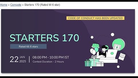STARTERS 170 || Codechef contest LIVE solution || #codechef #coding #programming #contest