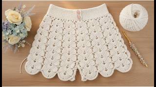 Descubre cómo tejer una hermoso short a crochet con puntada de Espigas  Ideal para principiantes