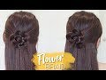 Flower Braid Half Updo Hairstyle | Hair Tutorial