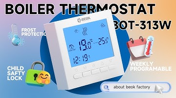 BOT-313W Thermostat with Blue Backlight/Battery Powered Gas Boiler Heating Thermostat