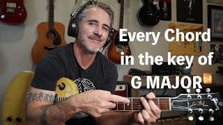 KEY of G MAJOR for GUITAR | charts for every chord in 2 positions