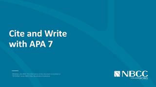 Cite and Write with APA 7