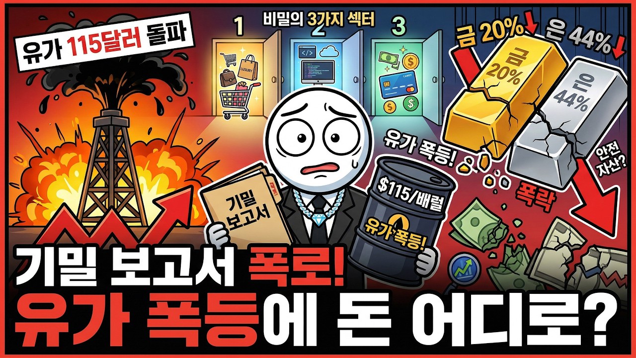 【뱅크오브아메리카 기밀 보고서】 유가 115달러 돌파에도 금 20%·은 44% 폭락한 이유? 조용히 돈이 몰리는 3가지 섹터의 비밀!