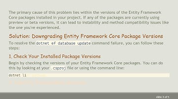 Resolving the dotnet ef database update Command Error in Entity Framework Core