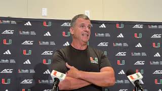 Miami Hurricanes coach Mario Cristobal Oct. 26