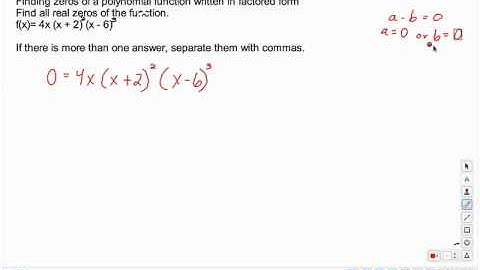 Finding zeros of a polynomial function written in factored form