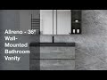 Allreno - 36" Wall-Mounted Single Sink Bathroom Vanity Cabinet in Gray with Black Quartz Sand Top