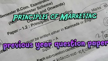 Principles of Marketing Previous year Question paper Explained @Tutor_from_home