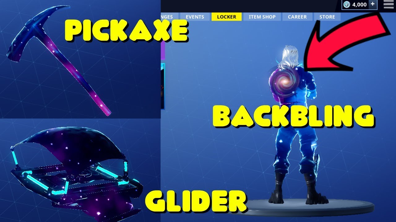 New Galaxy Skin Bundle Free Pickaxe Glider And Backbling In Game Fortnite Youtube