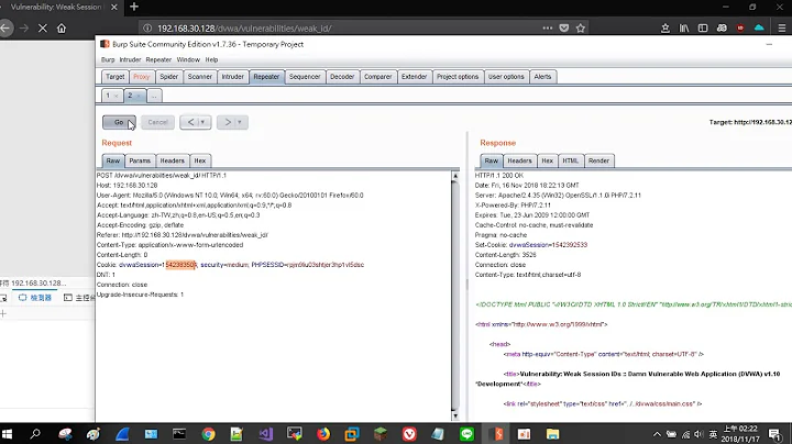DVWA level:medium Weak Session IDs