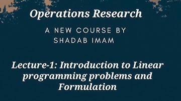 Operations research ll Lecture-1 ll Introduction to LPP.