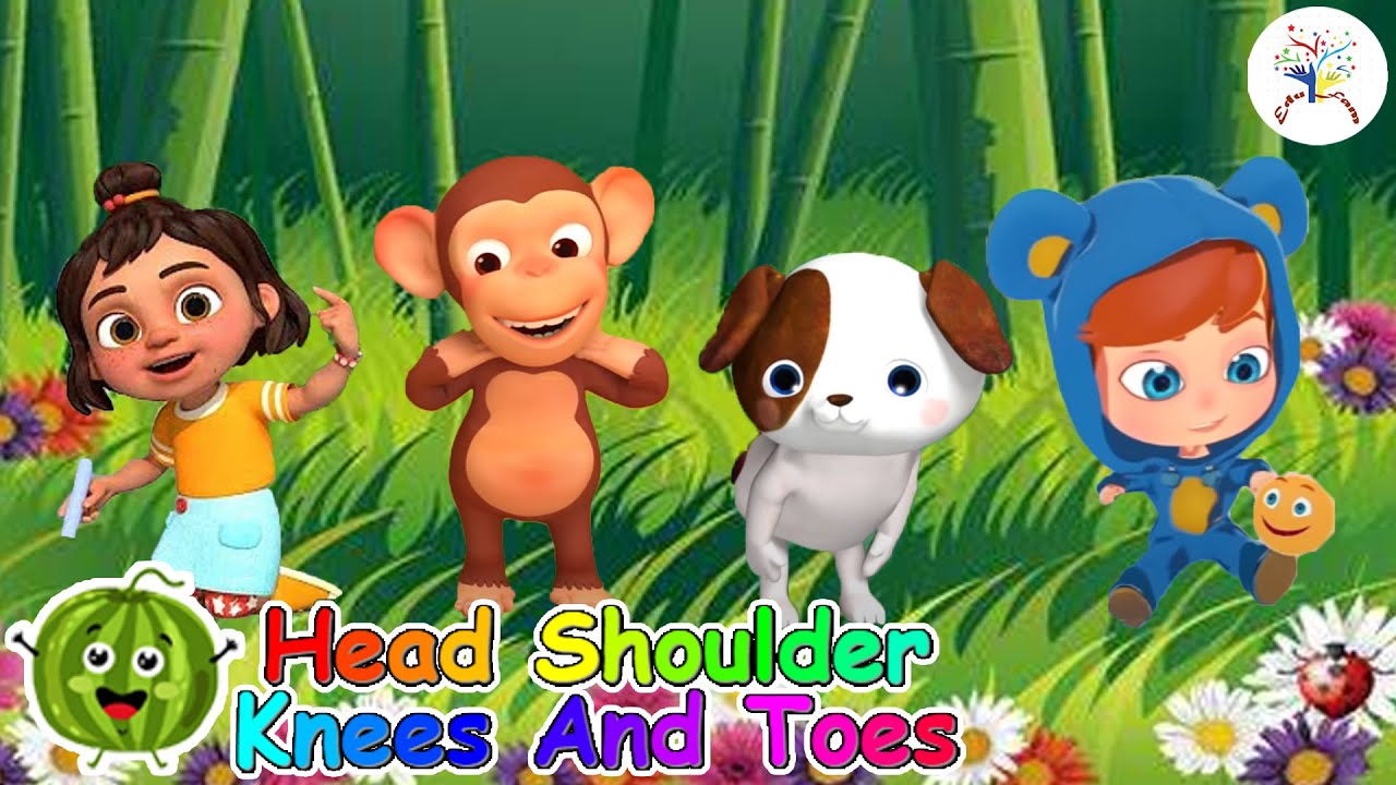 Head Shoulders Knees & Toes Cartoon Song || EduFam Nursery Rhymes & Kids Songs