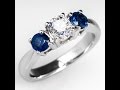 Three-Stone Heirloom Old Mine Diamond & Blue Sapphire Ring Three-Stone Heirloom Old Mine Diamond & Blue Sapphire Ring