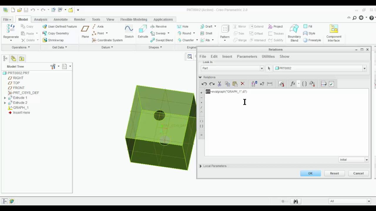 How to use datum graph in Creo Parametric 2.0 - YouTube