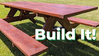 A Great Picnic Table with Breadboard Edge - Made from Construction Lumber