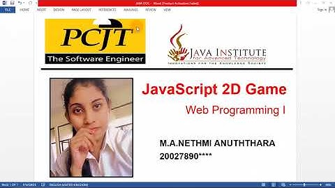 javaScript 2D Game Development / Java Institute / M.A.NETHMI ANUTHTHARA