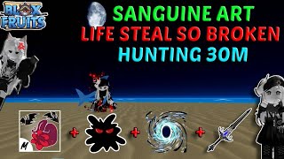 Sanguine ART Life Steal Broken + Midnight Blade + Dark,Portal Combo | Blox Fruits Bounty Hunting 30M