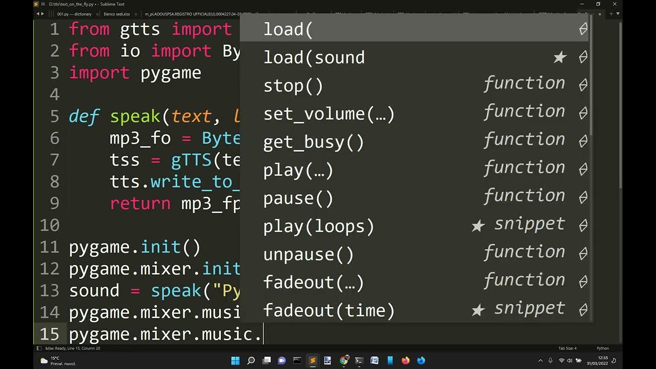 How to play audio from text withou saving it with gtts and Python - YouTube