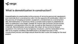 Demobilization in Construction Explained