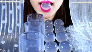 ASMR WHITE DESSERT JELLY NOODLES CUP KYOHO JELLY POPPING BOBA ALOE VERA 젤리국수 쿄호젤리 알로에베라 컵 MUKBANG