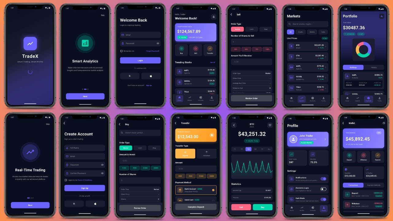 Trading App UI Design Kit in Flutter | Modern Stock & Crypto Currency  Exchange App