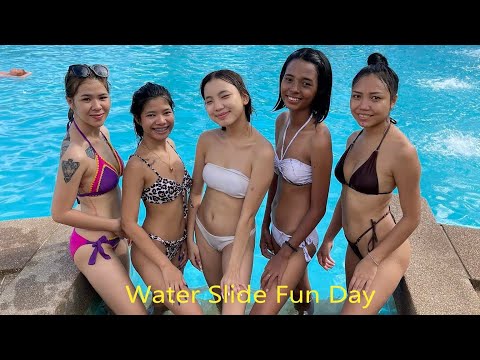 Water slide fun with Queen of Pattaya and the Desire on Soi 6 Ladies