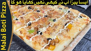 Restaurant Style Malai Boti Pizza ? | Quick and Easy Pizza Recipe | Uzma’s kitchen??