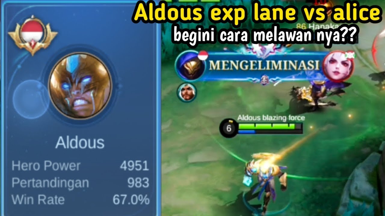 GAMEPLAY ALDOUS EXP LANE VS ALICE||PEMULA WAJIB LIHAT BIAR PAHAM MAIN NYA