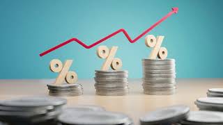Animated Percentage Symbols on Growing Coin Stacks with Red Upward Graph | No Copyright Stock Video