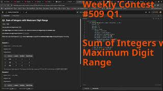 LeetCode Weekly Contest #509 Q1.Sum of Integers with Maximum Digit Range #python #leetcode #weekly Update