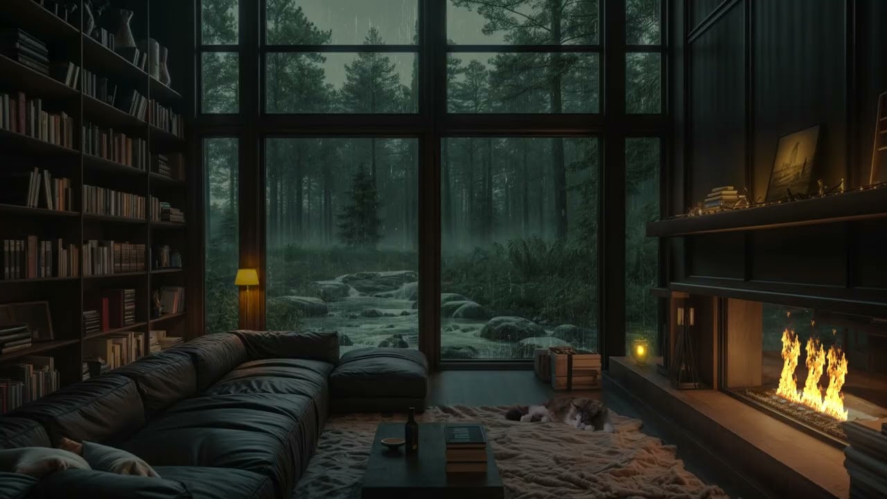 Fall Asleep Peacefully Watching Heavy Rain Over Forest Through Bedroom Window🌧️Cozy Rain Ambience 💤