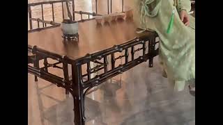 Antique-style Qiongzhue Rectangular Tea Table and Chair Combination