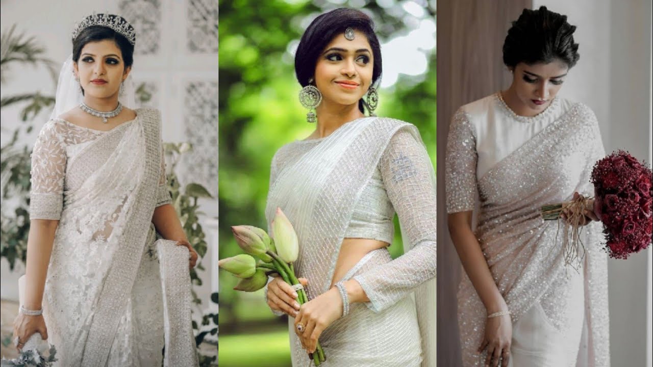 Christian bridal sarees | White colour ...