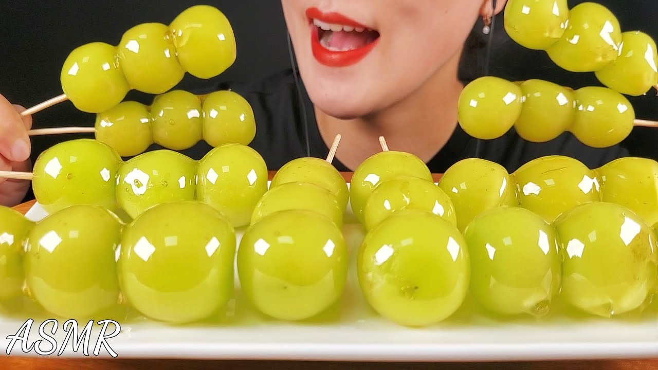 ASMR) SHINE MUSCAT TANGHULU 샤인머스켓 탕후루,CANDIED FRUITS, MUKBANG, EATING SOUNDS, EATING SHOW / 糖葫芦/タンフル