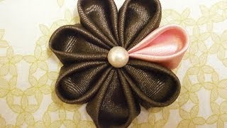 How To Make Kanzashi Flowers Diy Ribbon Flowers Tutorial Kanzashi Flores De Cinta Youtube