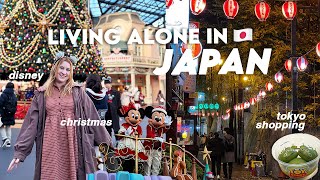 living alone in japan | christmas at tokyo disney, shopping alone in shibuya