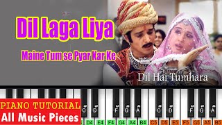 Dil Laga Liya Piano Tutorial \u0026 Notation | Alka Yagnik | Hindi Piano Notation | Dil Hai Tumhara