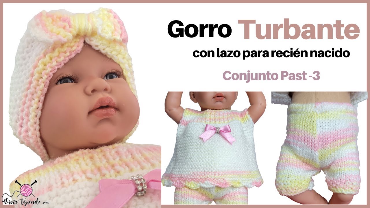 Gorro Turbante para Bebé recién nacido con lazo - Conjunto Caramel 3