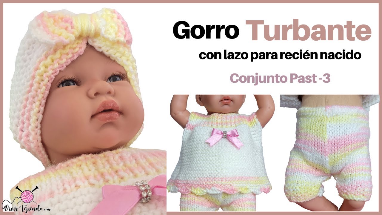 🧶Turbante/Gorro tejido a Dos Agujas para bebé 🍼 paso a paso 