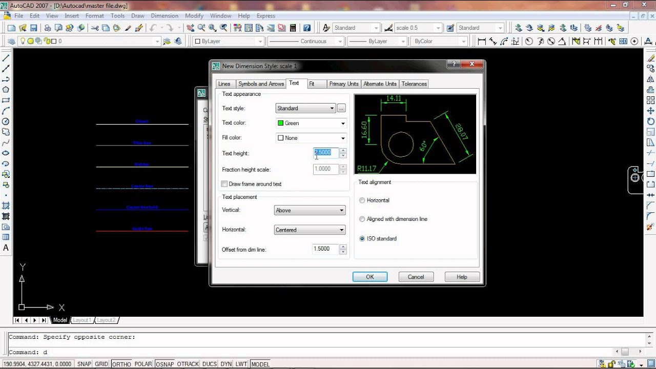 สอน Autocad 2007 setting dimention stlye
