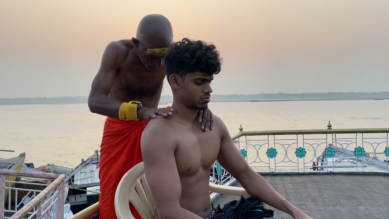 ASMR Relaxation By Street Barber Hand moments | Street Massage @ Holy City Varanasi