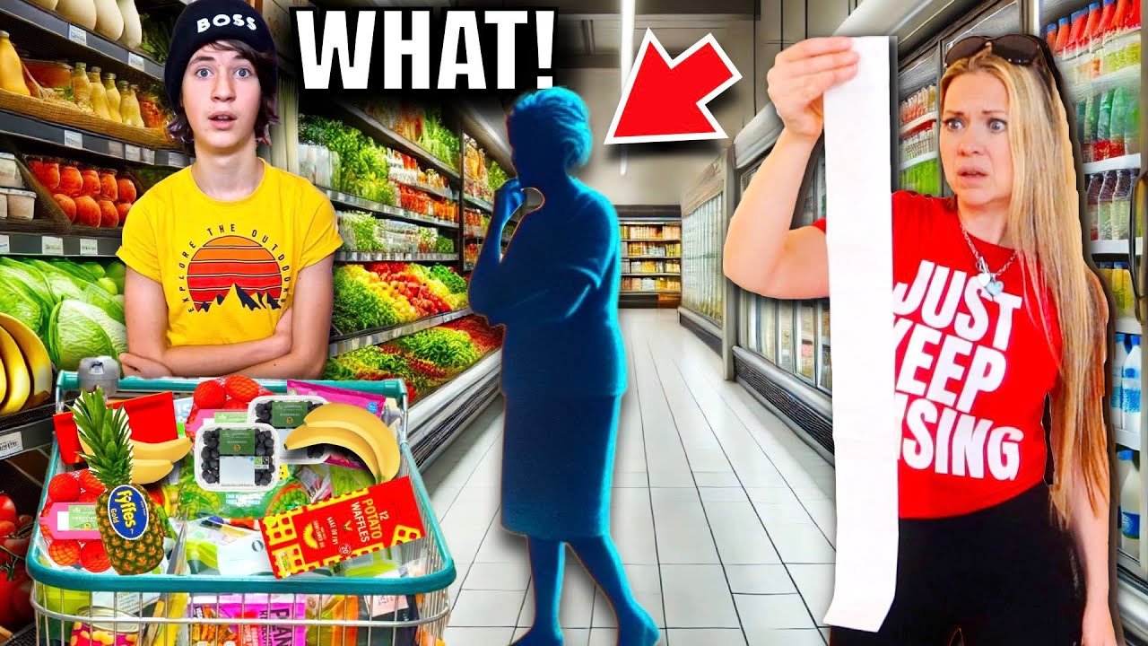 SHOCKING! We let him BUY ALL of his GRANDMA'S GROCERIES! 😮 Food shopping challenge!