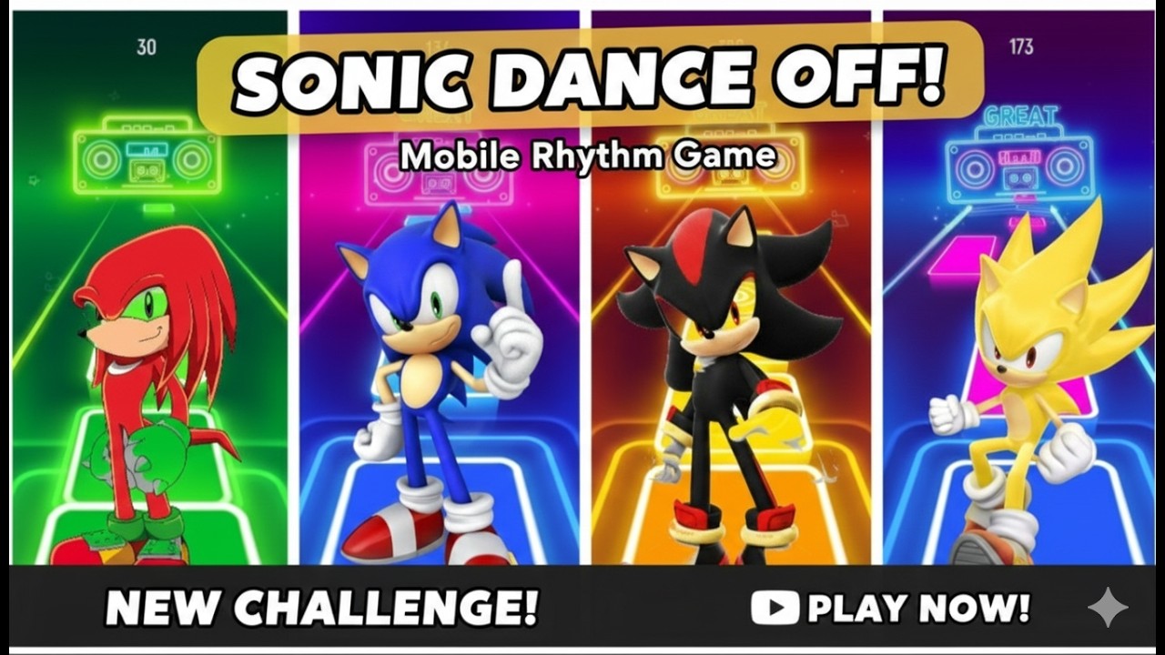 SONIC DANCE OFF 🏃💨  Tiles Hop Sonic Edition Impossible Challenge