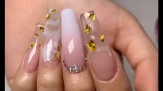 Đắp Ombre Marble And Foil Design Tinh Yeu Nails