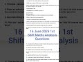 RRB NTPC UNDERGRADUATE 16 June 2026 1st Shift Maths Analysis
